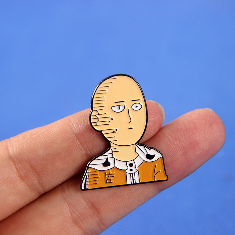 1 Pcs New Anime ONE PUNCH MAN Saitama Genos Cosplay Brooch Pins Enamel Metal Badges Lapel Pin for Bag Clothes Figure Toys Gifts