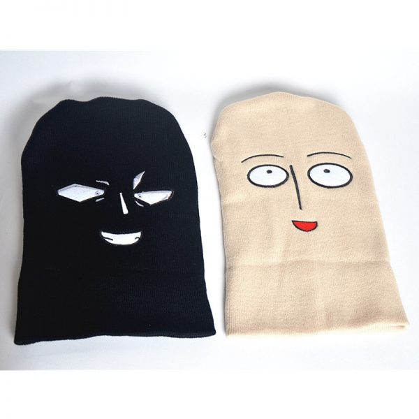 2021 New Winter Funny Harajuku Cartoon Anime One Punch Man Bald Saitama Embroidered Knitted Hat Women 2 - One Punch Man Shop