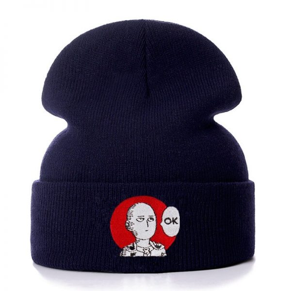 ONE PUNCH MAN OK Cotton Embroidery Casual Beanies for Men Women Knitted Winter Hat Solid Hip 1 - One Punch Man Shop