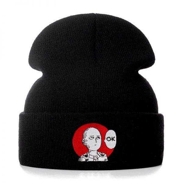 ONE PUNCH MAN OK Cotton Embroidery Casual Beanies for Men Women Knitted Winter Hat Solid Hip - One Punch Man Shop