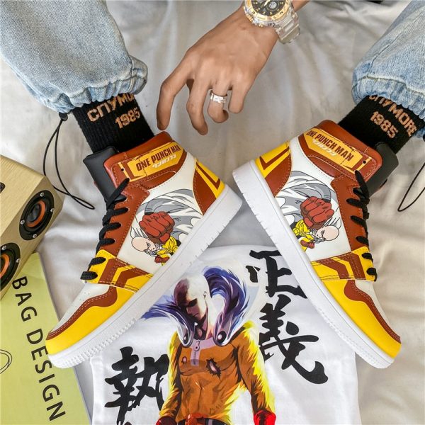 ONE PUNCH MAN Saitama Cosplay Anime shoes Men Casual Shoes Cartoon Printed Fist Sneakers Women High 3 - One Punch Man Shop