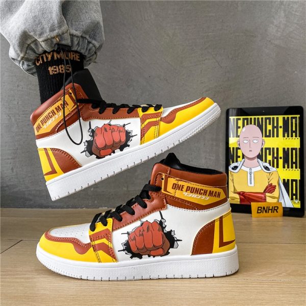 ONE PUNCH MAN Saitama Cosplay Anime shoes Men Casual Shoes Cartoon Printed Fist Sneakers Women High 4 - One Punch Man Shop