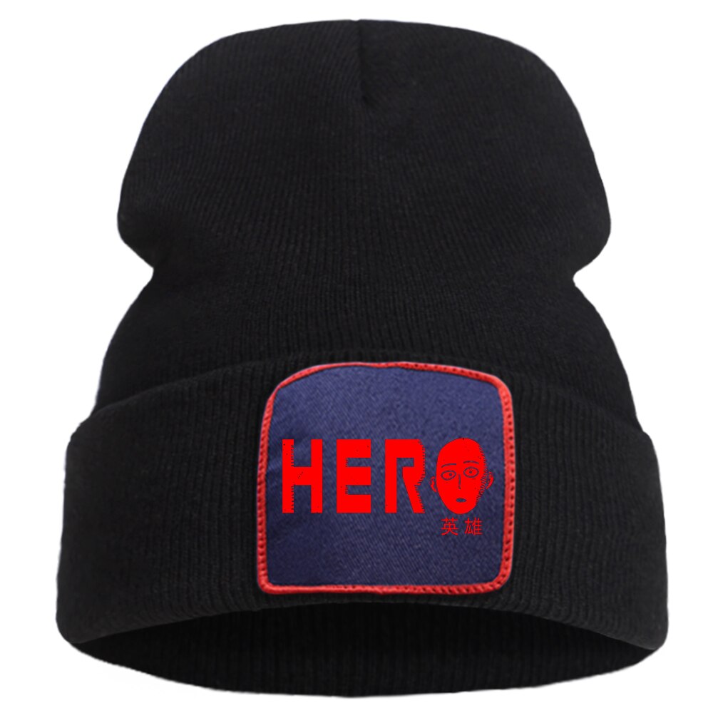 One Punch Man Cool Letter Printing Autumn Hat Warm Outdoor Harajuku Man Winter Knitted Hats Fashion Casual Beanie For Teens